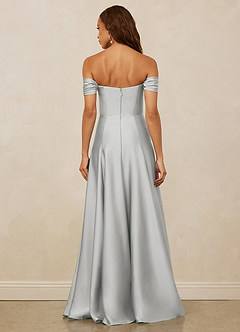 Christian Siriano Bridal for Azazie 1002 Brautjungfernkleider Wandelbar A-Linie Schulterfrei Stretch-Satin Kleid Silber image6