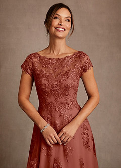 Azazie Jalinda Abiti per la Madre della Sposa Abito A-Line in Chiffon Pizzo Auburn image5
