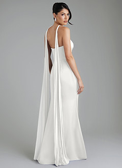 Azazie Tyler Bridesmaid Dresses White Sheath Strapless Stretch Satin Convertible Dress image2