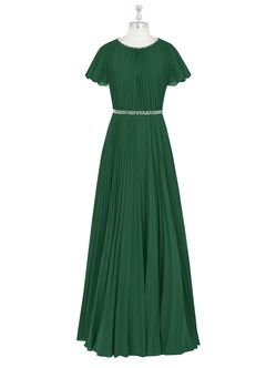 Azazie Kara Modest Bridesmaid Dresses A-Line Pleated Chiffon Floor-Length Dress image7