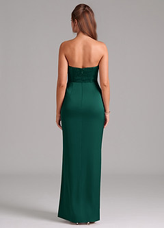 Azazie Jamie Bridesmaid Dresses Emerald A-Line Strapless Stretch Satin Convertible Dress image2