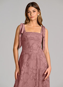 Azazie Debra Bridesmaid Dresses Dusty Rose A-Line with Pockets Floral Burnout Dress image2