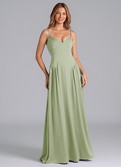 Azazie Kirby Schlussverkauf A-Linie Stretch-Satin Kleid Staubiger Salbeigrün image3