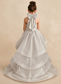 Azazie Bev Blumenmädchenkleider A-Linie Cabrio Tüll Kleid Frost image1