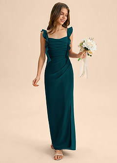 Azazie Jessamine Junior Pine Mermaid Sweetheart Neckline Chiffon Dress image3