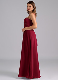 Azazie Valentine Bridesmaid Dresses Burgundy A-Line Corset Chiffon Dress image4