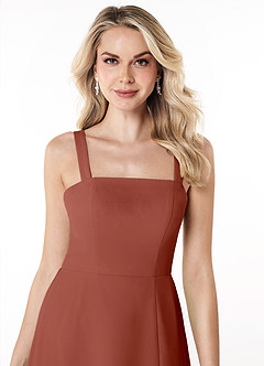 Azazie Jay Bridesmaid Dresses Auburn A-Line Square Neckline Side Slit Chiffon Dress image5