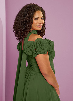 Barbie ♥ Azazie Bridesmaid Dresses Olive A-Line Off the Shoulder Chiffon Convertible Dress image2