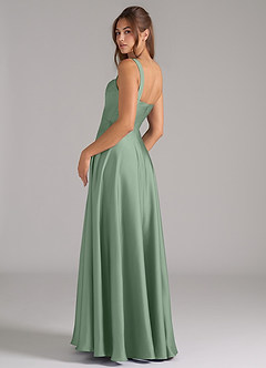 Azazie Shaude Robes de demoiselle d'honneur Robe Trapèze en Satin extensible Plissée Matcha image7