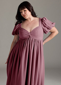 Azazie Madisynn Maternity Bridesmaid Dresses Bow Chiffon Floor-Length Dress image9