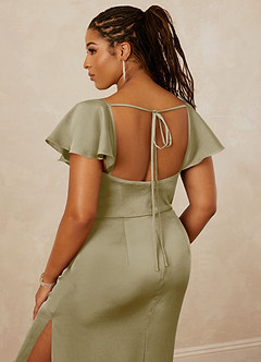 Christian Siriano Bridal for Azazie 1005 Bridesmaid Dresses Moss Green Sheath Sweetheart Neckline Stretch Satin Dress image10