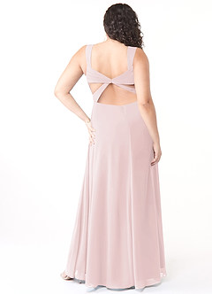 Azazie Nahrin Brautjungfernkleider A-Linie V-Hals Gefaltet Chiffon Kleid Zartrosa image8