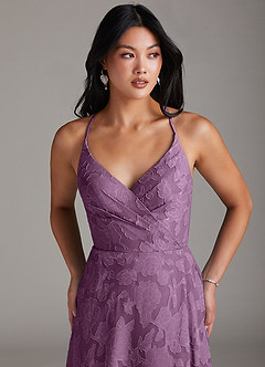 Azazie Davis Bridesmaid Dresses Wisteria A-Line Pleated Floral Burnout Dress image5
