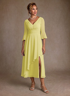 Azazie Aerynne Mother of the Bride Dresses Lemon Sorbet A-Line Pleated Chiffon Dress image4