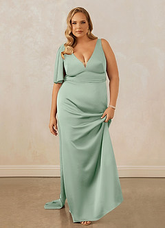 Christian Siriano Bridal for Azazie 1011 Robes de demoiselle d'honneur Robe Sirène en Satin extensible Arc Agave image16