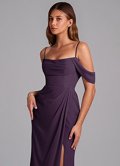 Azazie Johana Abiti da Damigella Abito Convertibile Sirena in Chiffon a Spalla Scoperta Prugna image5