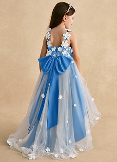 Azazie Celia Flower Girl Dresses Blue Jay A-Line Lace Tulle Dress image2