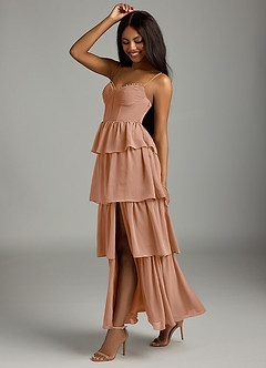 Azazie Kaiden Abiti da Damigella Abito A-Line in Chiffon Scollo a Cuore Champagne Rosa image4