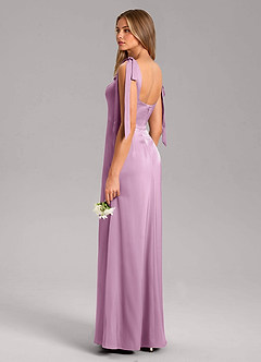 Azazie Frostine Bridesmaid Dresses Wisteria A-Line Bow Stretch Satin Dress image6