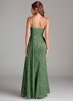 Azazie Denisa Bridesmaid Dresses Eucalyptus Sheath Pleated Floral Burnout Dress image2