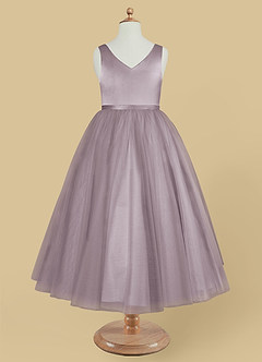 Azazie Marybell Robe Demoiselle D'honneur Fillette Robe Trapèze en Tulle Arc Crépuscule image5