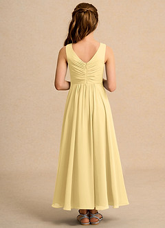 Azazie Ducky Girls Formal Blumenmädchenkleider A-Linie Plissee Chiffon Kleid Butter image2
