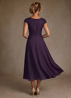 Azazie Crista Abiti per la Madre della Sposa Abito A-Line in Chiffon Pizzo Prugna image2