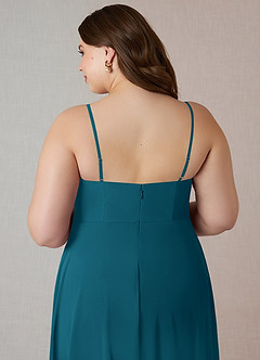 Azazie Emerald Bridesmaid Dresses Ink Blue A-Line Ruffled Chiffon Dress image10