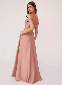 Barbie ♥ Azazie Bridesmaid Dresses Rosette A-Line Off the Shoulder Stretch Satin Convertible Dress image4