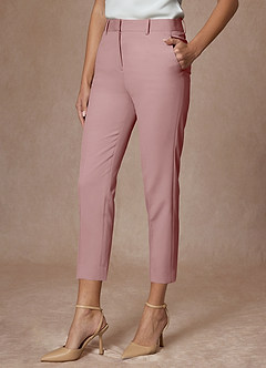 front Whitney Altrosa Strukturierter Stretch-Cropped-Hosenanzug