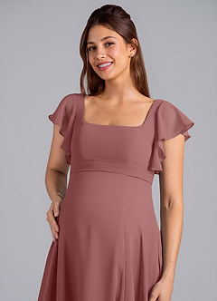 Azazie Bondi Maternity Bridesmaid Dresses A-Line Ruched Chiffon Floor-Length Dress image5