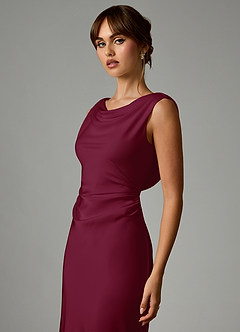 Azazie Kieryn Robes de demoiselle d'honneur Robe Sirène en Satin extensible Plissée Mûre image6