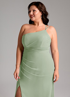 Azazie Eren Bridesmaid Dresses Dusty Sage Sheath One Shoulder Chiffon Dress image13