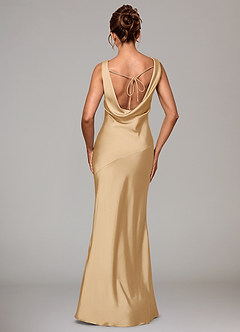 Azazie Rylina Bridesmaid Dresses Gold Mermaid Stretch Satin Dress image5
