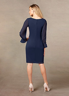 Azazie London vestidos de madre de la novia Vestido de Azul Marino Oscuro de Malla de Recto image2
