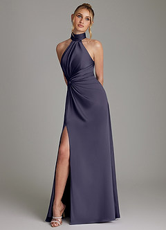 Azazie Gracelynn Bridesmaid Dresses Stormy Sheath Pleated Stretch Satin Dress image5