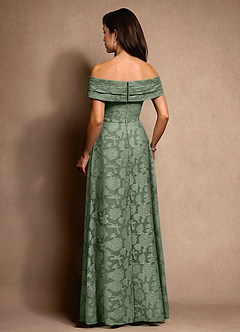 Azazie New Britain Mother of the Bride Dresses Matcha A-Line Pleated Floral Burnout Dress image3