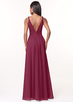 Azazie Maren Bridesmaid Dresses Mulberry A-Line Pleated Chiffon Dress image2