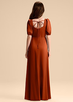 Azazie Briar Junior Paprika A-Line Bow Stretch Satin Dress image2