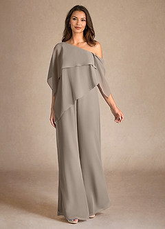 Azazie Halima Abiti per la Madre della Sposa Abito Tuta Pantaloni in Chiffon Spacco Laterale Taupe image4