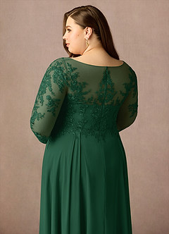 Azazie Marge vestidos de madre de la novia Vestido de Verde Oscuro de Gasa de Corte En A con Encaje redondo image12