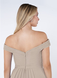 Azazie Audrianna Bridesmaid Dresses Frost A-Line Off-The-Shoulder Gathered Chiffon Convertible Dress image6