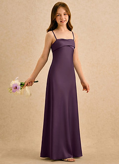 Azazie Mirabella Girls Formal Flower Girl Klänningar Klänning Tubklänning i Stretch Satin Hjärtformad urringning image4