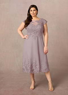 Azazie Terrano Mother of the Bride Dresses Vintage Mauve A-Line Scoop Lace Dress image6