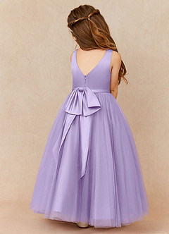 Azazie Marybell Flower Girl Dresses Lilac A-Line Bow Tulle Dress image2