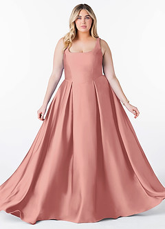 Azazie Neve Bridesmaid Dresses Rosette Ball-Gown with Pockets Stretch Satin Dress image10