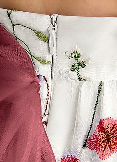 Azazie Peppa Flower Girl Dresses Ivory Merlot A-Line Sweetheart Neckline Tulle Dress image7