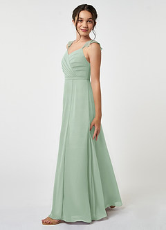 Azazie Emily Junior Agave A-Line Ruched Chiffon Dress image3