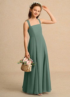 Azazie Tater Junior Formal Flower Girl Klänningar Klä A-Line i Chiffong Plisserad image3