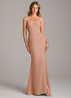 Azazie Chantel Bridesmaid Dresses Champagne Rose Sheath Strapless Chiffon Convertible Dress image4